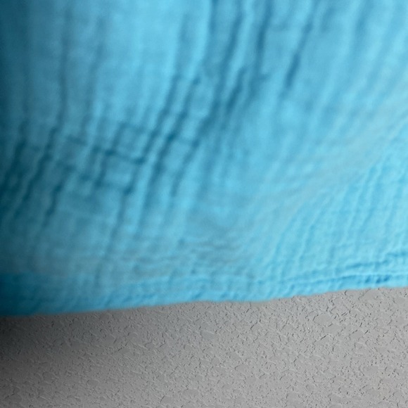 J. Jill popover 100% cotton gauze top Size 2X teal blue long sleeve V-neck - Picture 3 of 9